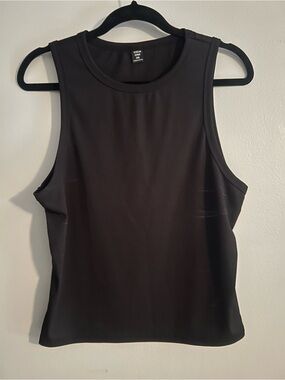 SHEIN Black Ribbed Crewneck Tank Top